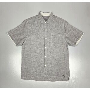 Tommy Bahama Linen Shirt Mens Large Paradise Breezer Brown Short Sleeve Casual